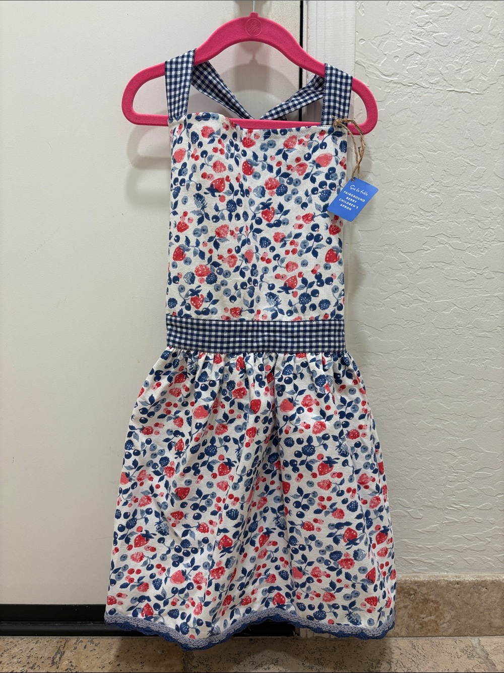 Sur La Table Kids Berry Apron in White, Blue, Red